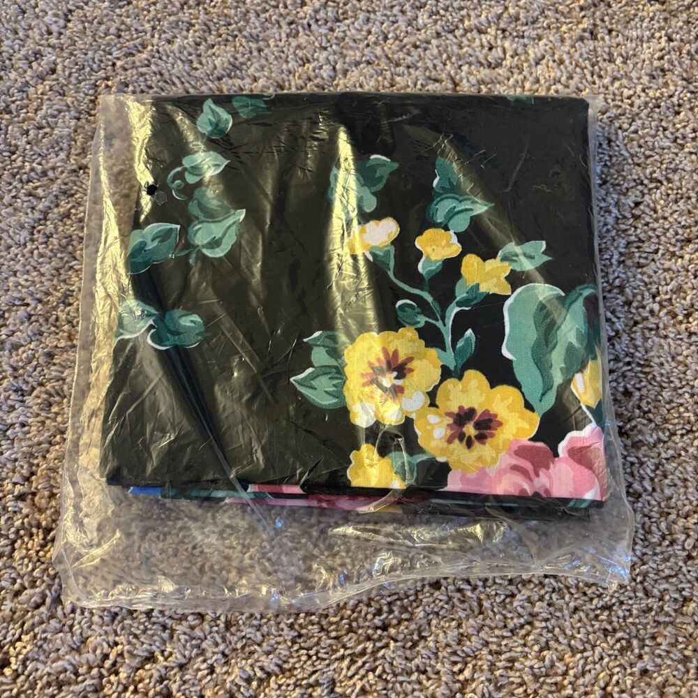 Vintage Performance by Springs Balloon Valance Black Floral Poly Cotton NWT